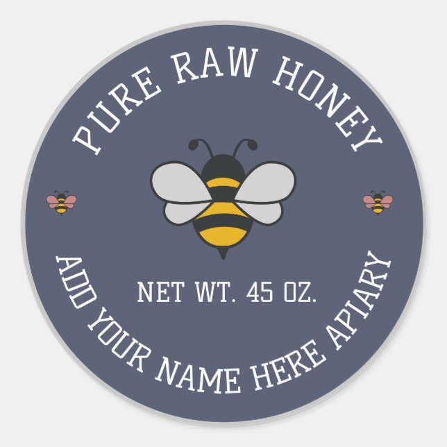 Honey Jar Stickers | Bee & Honeycomb Apiary Labels (Vorderseite)