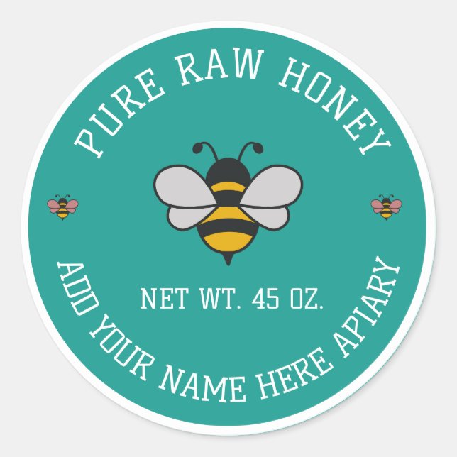 Honey Jar Stickers | Bee & Honeycomb Apiary Labels (Vorderseite)