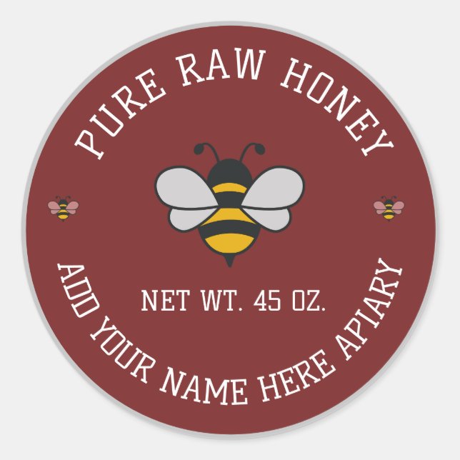 Honey Jar Stickers | Bee & Honeycomb Apiary Labels (Vorderseite)