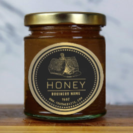 Honey Label Black Gold | Honiglogo Runder Aufkleber