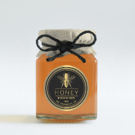 Honey Label Black Gold | Honiglogo Runder Aufkleber