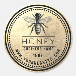 Honey Label Black Gold | Honiglogo Runder Aufkleber