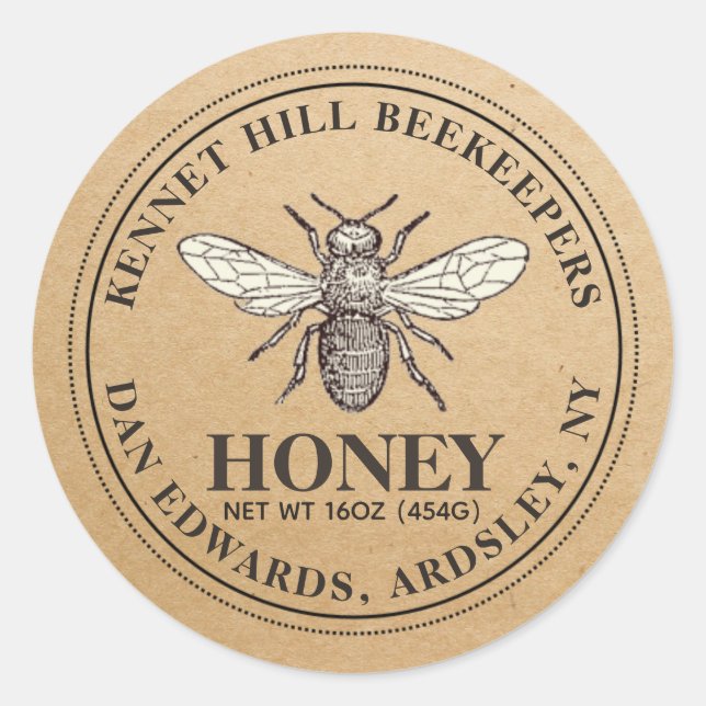 Honey Label Kraft Runder Aufkleber (Vorderseite)