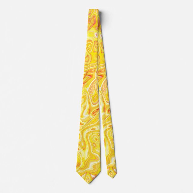 Honey Lemon Yellow Marble Texture Abstract Liquid Krawatte (Vorderseite)