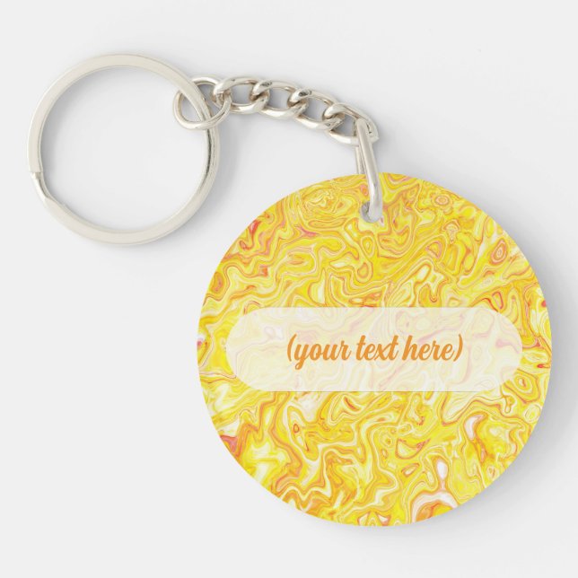 Honey Lemon Yellow Marble Texture Abstract Liquid Schlüsselanhänger (Vorderseite)