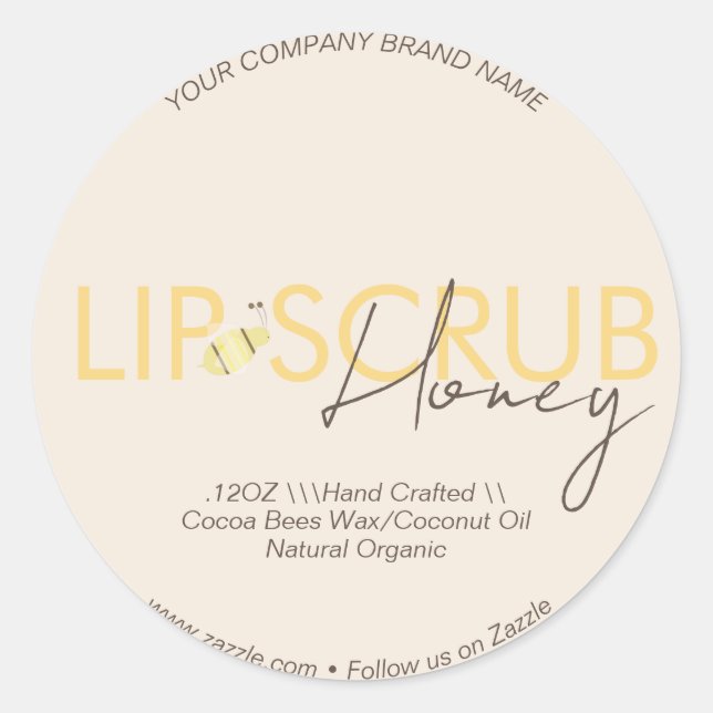 Honey Lip Scrub Business Packaging Runder Aufkleber (Vorderseite)