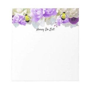 Honey-Liste der Bienen und Blume Notizblock