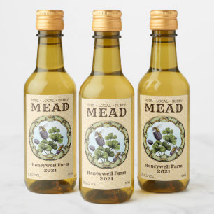 Honey Mead Bee and Clover Weinetikett