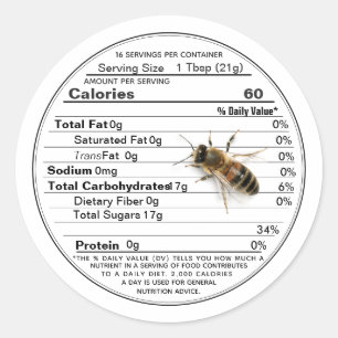 Honey Nutrition Facts Étiquette abeille grandeur n