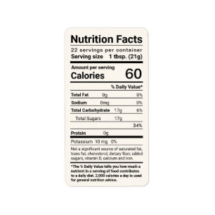 Honey Nutrition Facts Étiquette de adresse Ivory