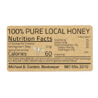 Honey Nutrition Facts Kraft Shipping Étiquette ave