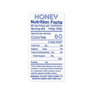 Honey Nutrition Fakten Adresse Etikett White Blue Adressaufkleber