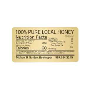 Honey Nutrition Fakten Gold Address Label Adressaufkleber
