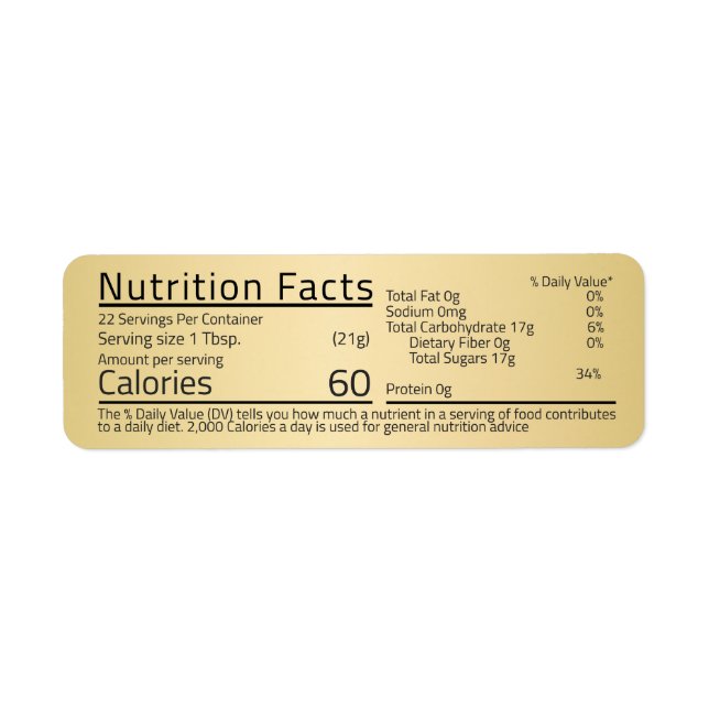 Honey Nutrition Fakten Gold Rücksendeadresse Label (Vorne)