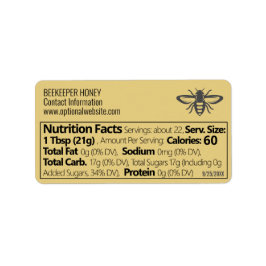 Honey Nutrition Fakten Imker Logo Gold Adressaufkleber