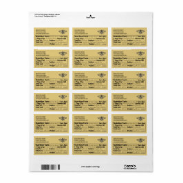 Honey Nutrition Fakten Imker Logo Gold Adressaufkleber
