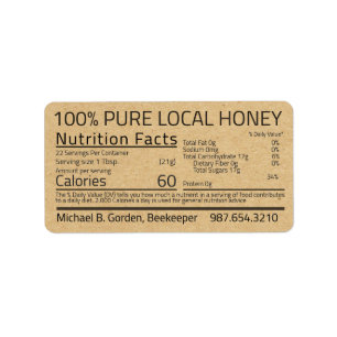 Honey Nutrition Fakten Kraft-Adressetikett Adressaufkleber