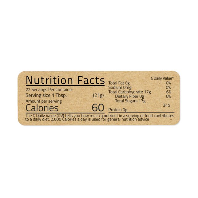 Honey Nutrition Fakten Kraft Rücksendeadresse Labe (Vorne)