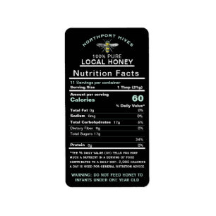 Honey Nutrition Fakten mit Säugling Warning & Bien Adressaufkleber