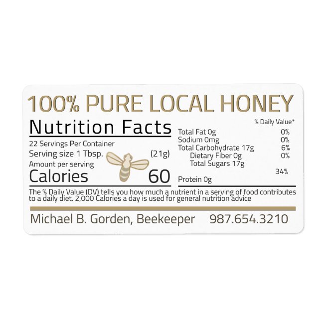 Honey Nutrition Little Bee Étiquettes de adresse (Devant)