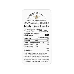 Honey Nutrition Säugling Warning & Bee Address Siz Adressaufkleber