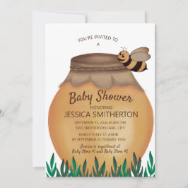 Honey Pot and Honeybee Girl Boy Baby Shower Einladung