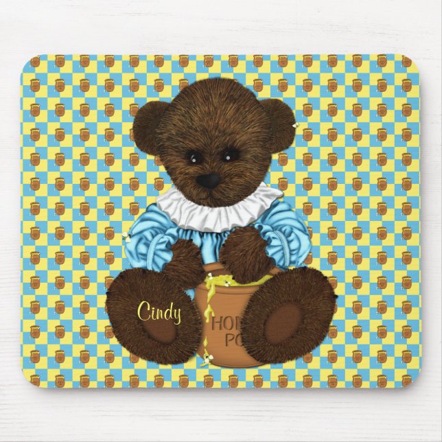 Honey Pot Bear (blau-gelb) Mousepad (Vorne)