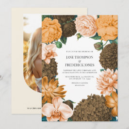 Honey Rose, Apricot Fleur & Toffee Bloom Wedding Einladung