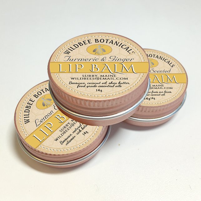 Honey Scented Kraft Beeswax Lip Balm Dotted Border Runder Aufkleber (Von Creator hochgeladen)