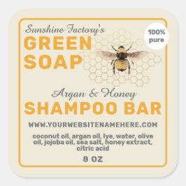 Honey Soap Shampoo Bar Yellow Antique White Quadratischer Aufkleber