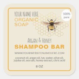 Honey Soap Shampoo Bar Yellow Antique White Quadratischer Aufkleber