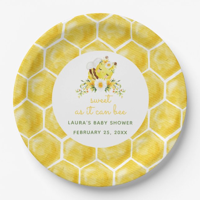 Honey Sweet so wie es kann Baby Dusche Pappteller (Vorderseite)