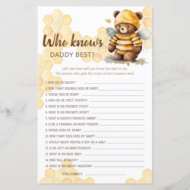 Honey Teddy Bär Wer kennt DADDY BEST? (Vorderseite)