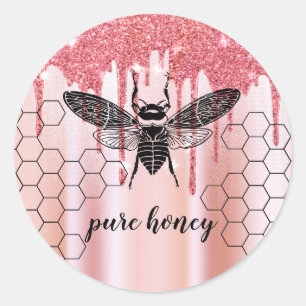 Honey Tropfens Bee Seller Apiarist Vintage Rose Go Runder Aufkleber