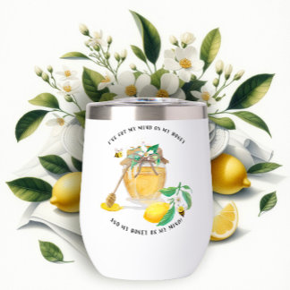 Honey w Cute Bees Lemon Floral n Foliage 