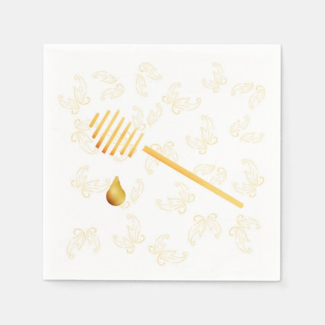 Honey Wand mit Blätter auf Papier Napkin Serviette (Vorderseite)