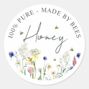 Honey Wildblume Wiese Bee Label Blume Runder Aufkleber
