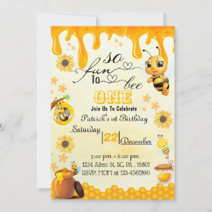 Honeybee 1er anniversaire Invitation pour garçon