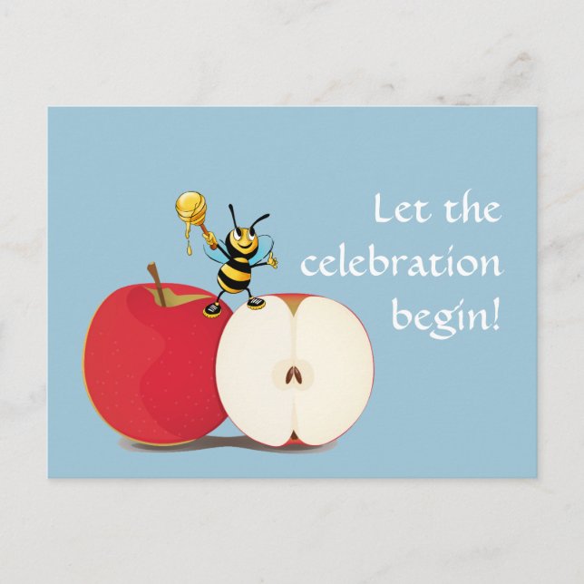 Honeybee Apple Rosh HaShana Postkarte (Vorderseite)