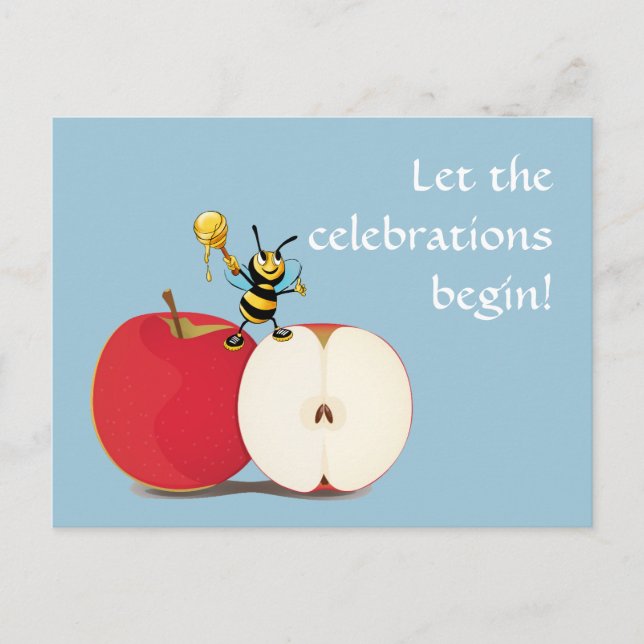 Honeybee Apple Rosh HaShana Postkarte (Vorderseite)