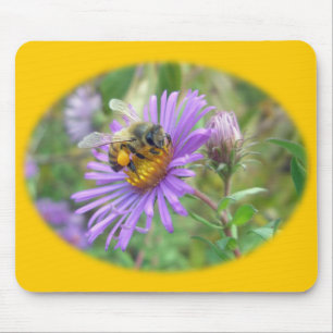Honeybee auf Herbst Asters Wildblume Series Mousepad