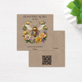 Honeybee auf Kraft Paper w QR Code Business Cards