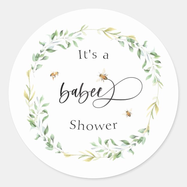 Honeybee Baby Shower Runder Aufkleber (Vorderseite)