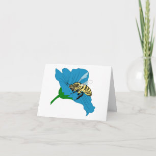 Honeybee Blue Blume Illustration Karte