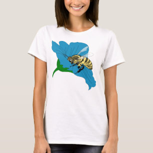 Honeybee Blue Blume Illustration T-Shirt