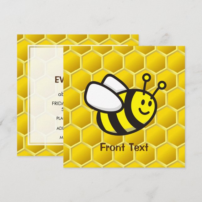 Honeybee-Cartoon Einladung (Vorne/Hinten)