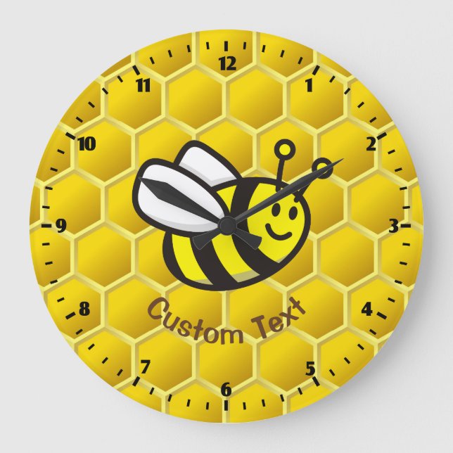 Honeybee-Cartoon Große Wanduhr (Vorderseite)