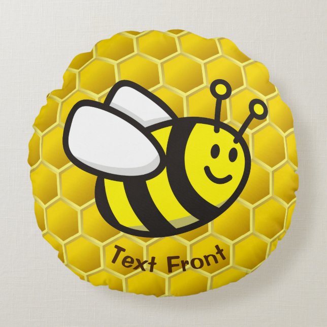 Honeybee-Cartoon Rundes Kissen (Vorderseite)