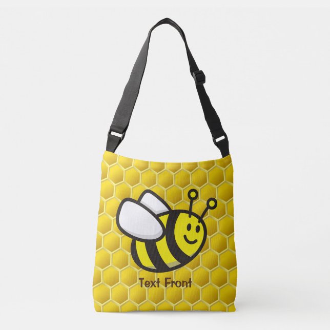 Honeybee-Cartoon Tragetaschen Mit Langen Trägern (Vorderseite)