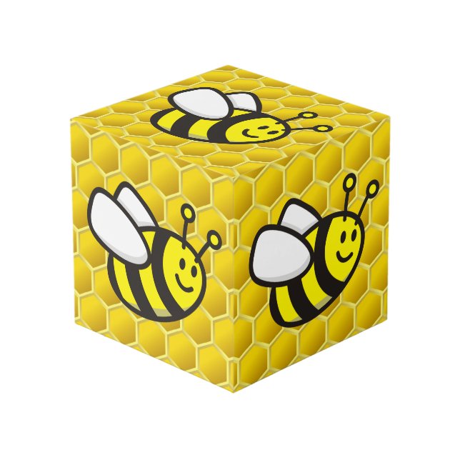 Honeybee-Cartoon Würfel (Vorderseite Schrägansicht)